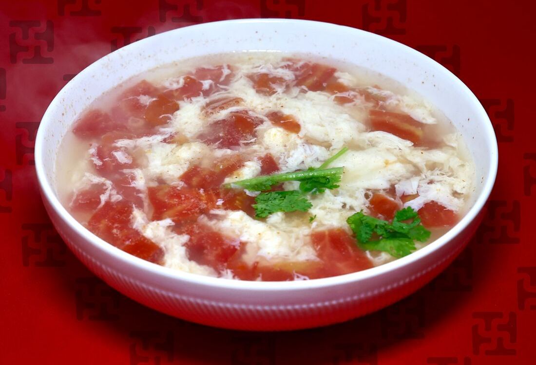 Бульон с помидорами и яйцом + рис №1